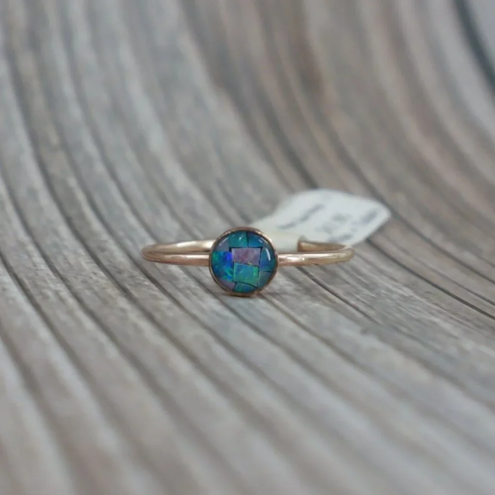 Mosaic Opal Ring 9 Gold Modern Minimalist Elegant Timeless Dainty Boho‎ NWT